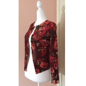 Loft Red Floral Cardigan